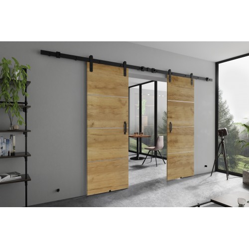 Dubultās bīdāmās durvis RETRO DUO PLUS Loft R, zelta ozols